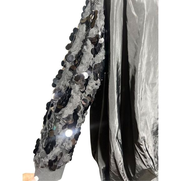 Marigold Shadows Black Oversize Mini Dress Sequin Sleeve Jacket Small - Picture 2 of 5
